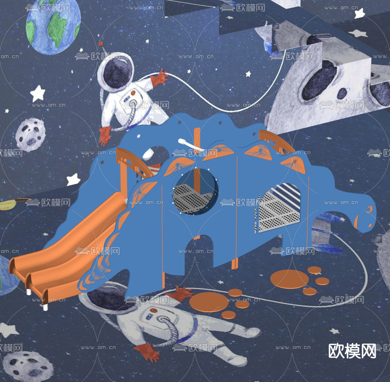 儿童滑滑梯 恐龙滑滑梯su模型下载（渲染图2）