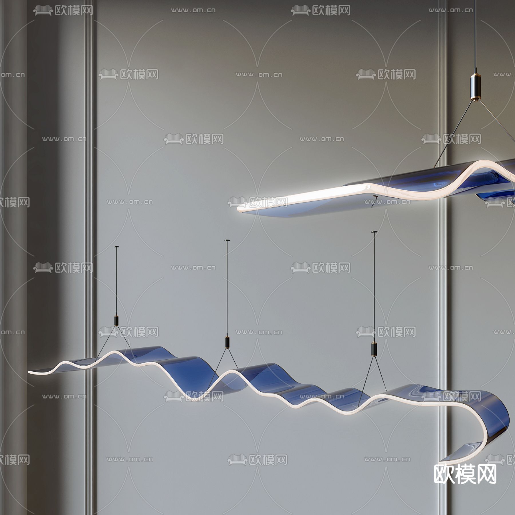 曲线吊灯 艺术吊灯3d模型下载_ID12212889_3dmax免费模型-欧模网