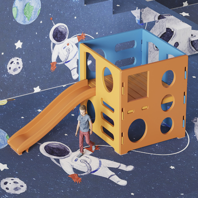  现代儿童滑滑梯 攀爬架su模型 