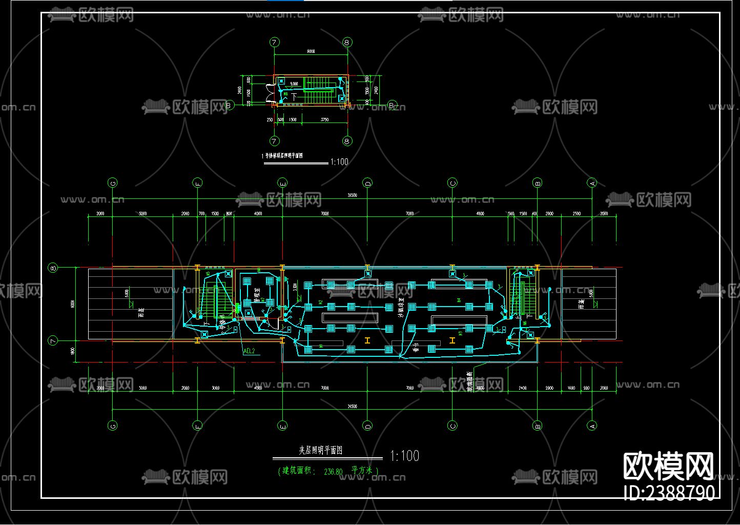 市老年活动中心体育馆CAD施工图下载（渲染图1）