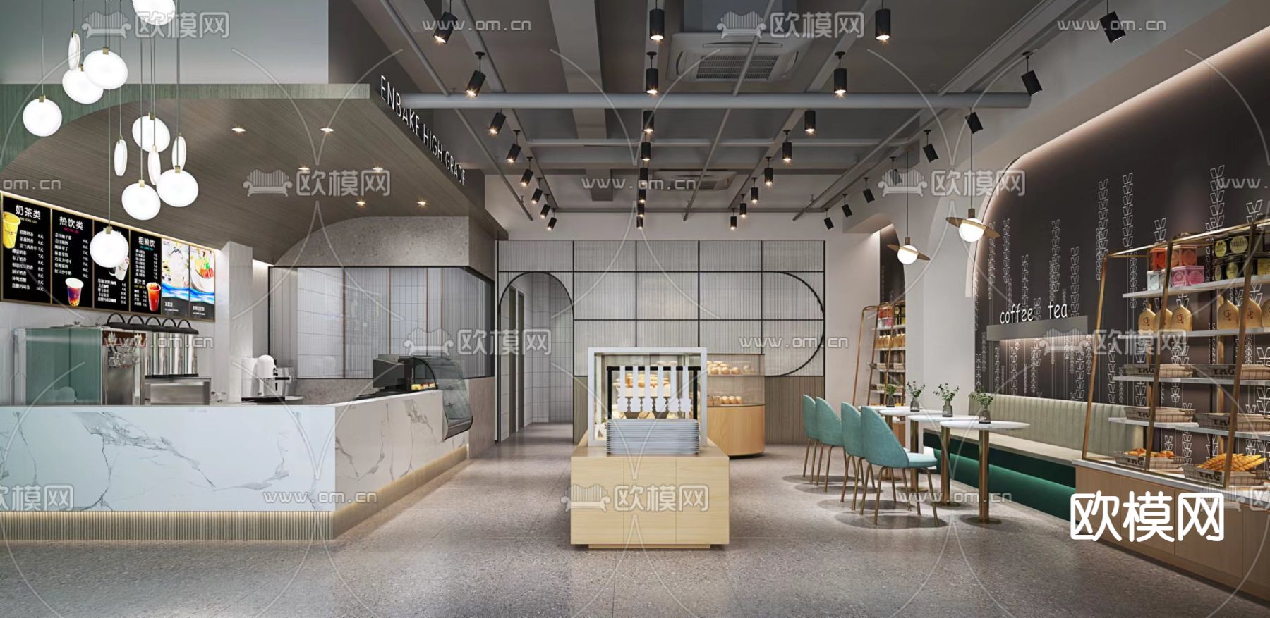 现代蛋糕店 甜品店3d模型下载（渲染图1）