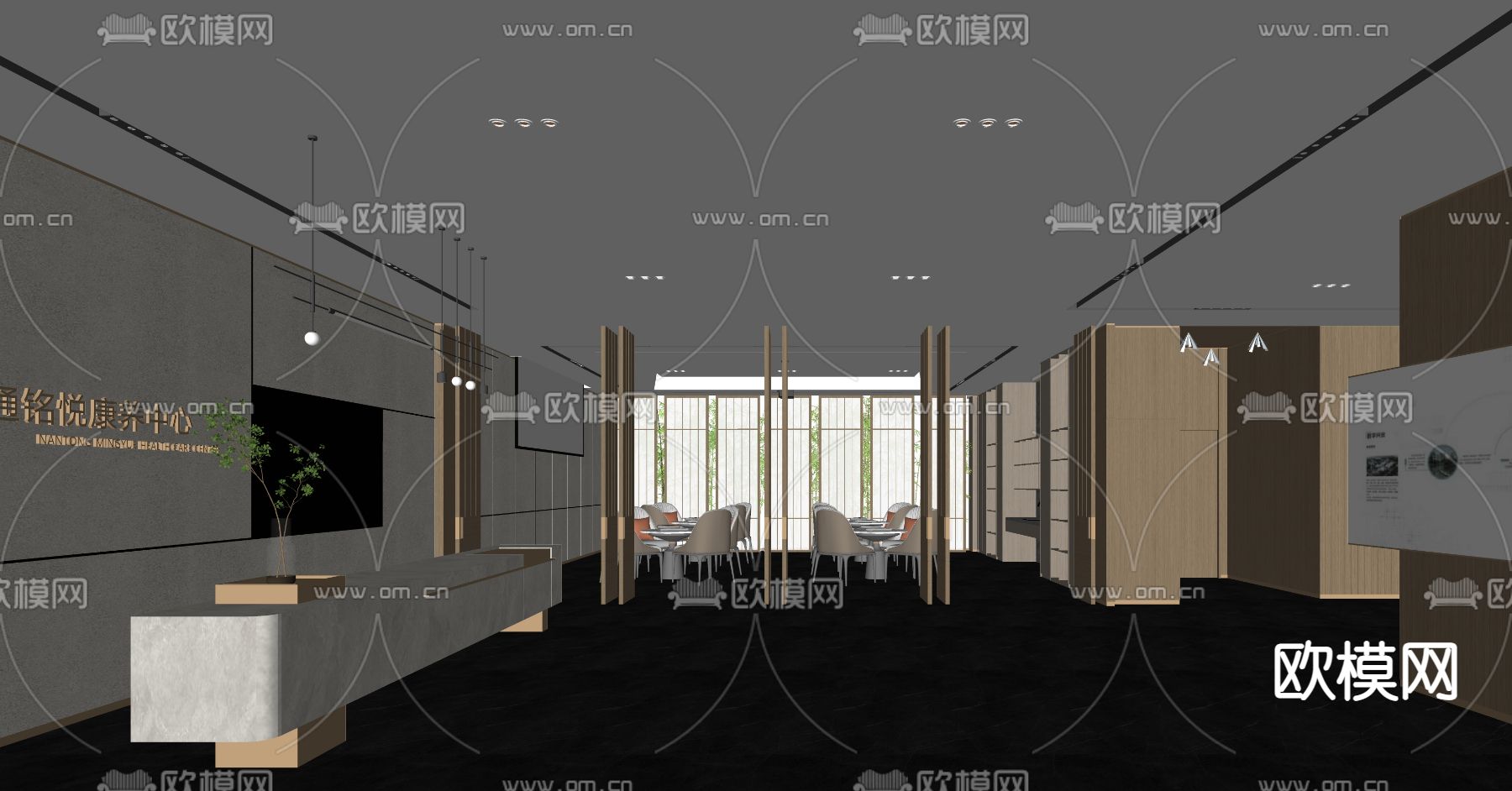 现代公司前台 接待处su模型下载（渲染图2）