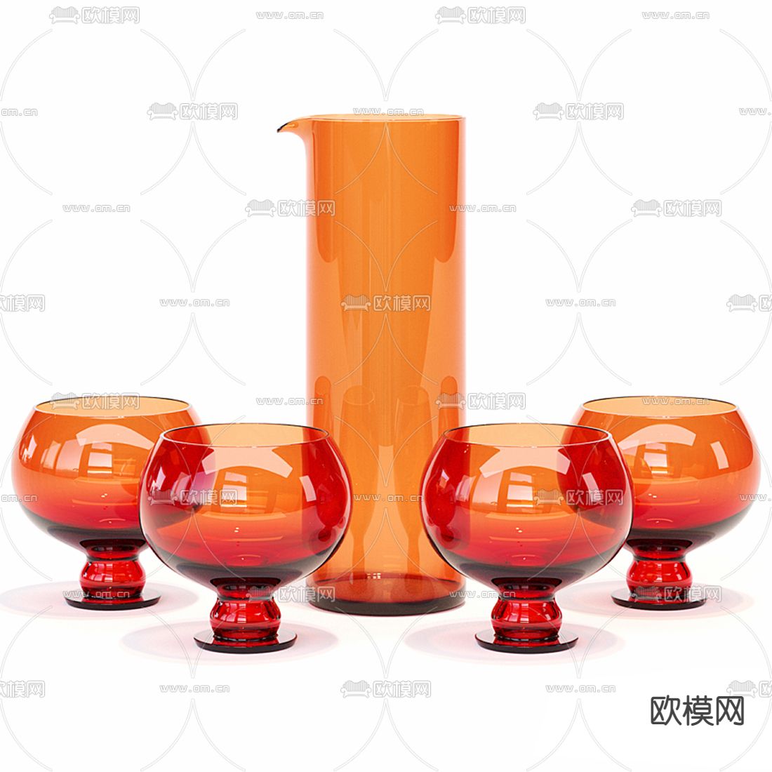 现代玻璃杯 酒杯3d模型下载（渲染图1）