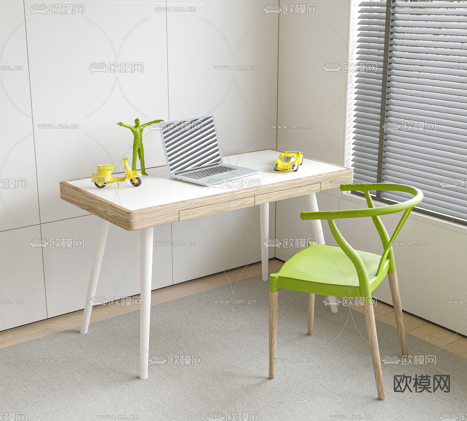 现代书桌椅免费3d模型下载