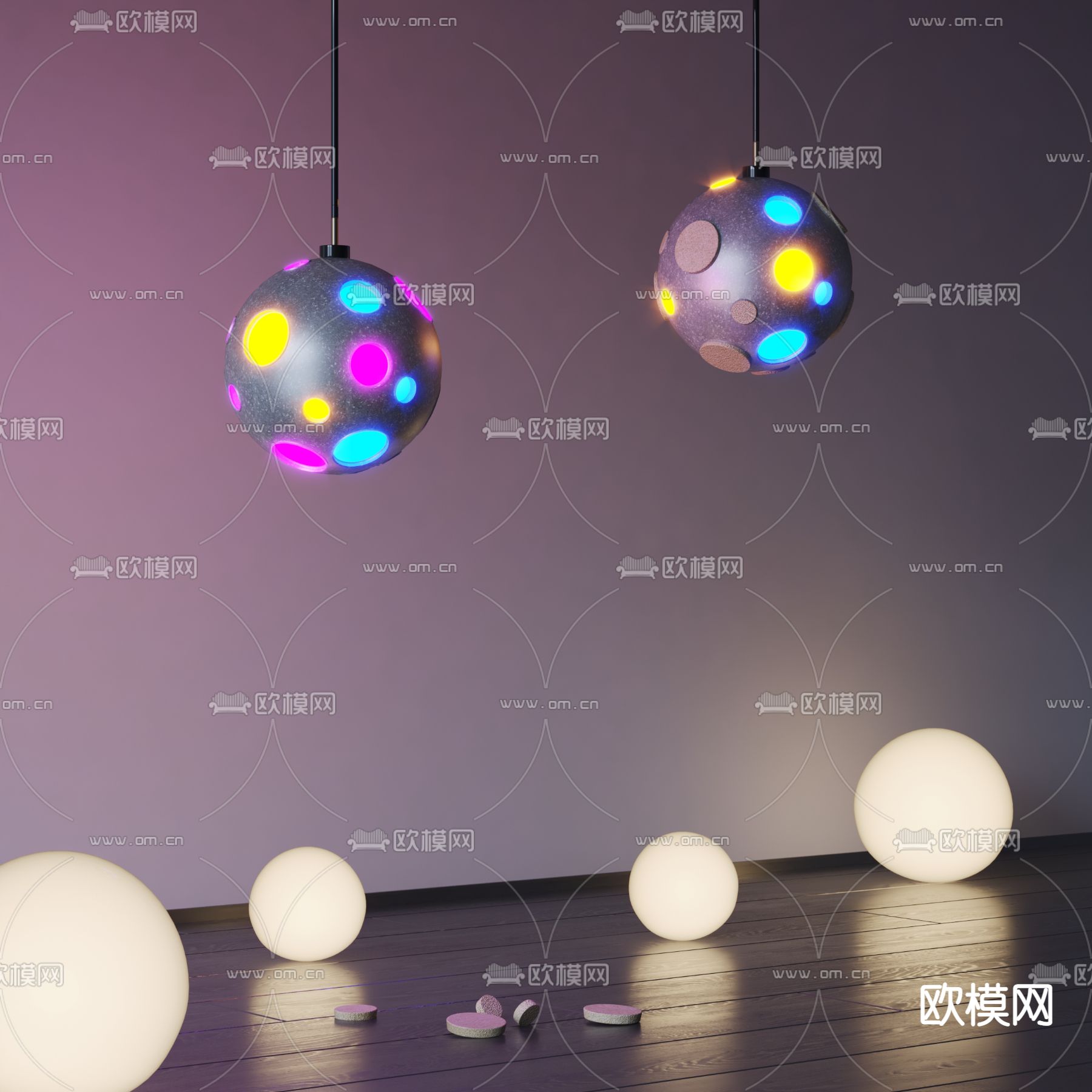 KTV宇宙球灯 魔球灯 彩球灯3d模型下载