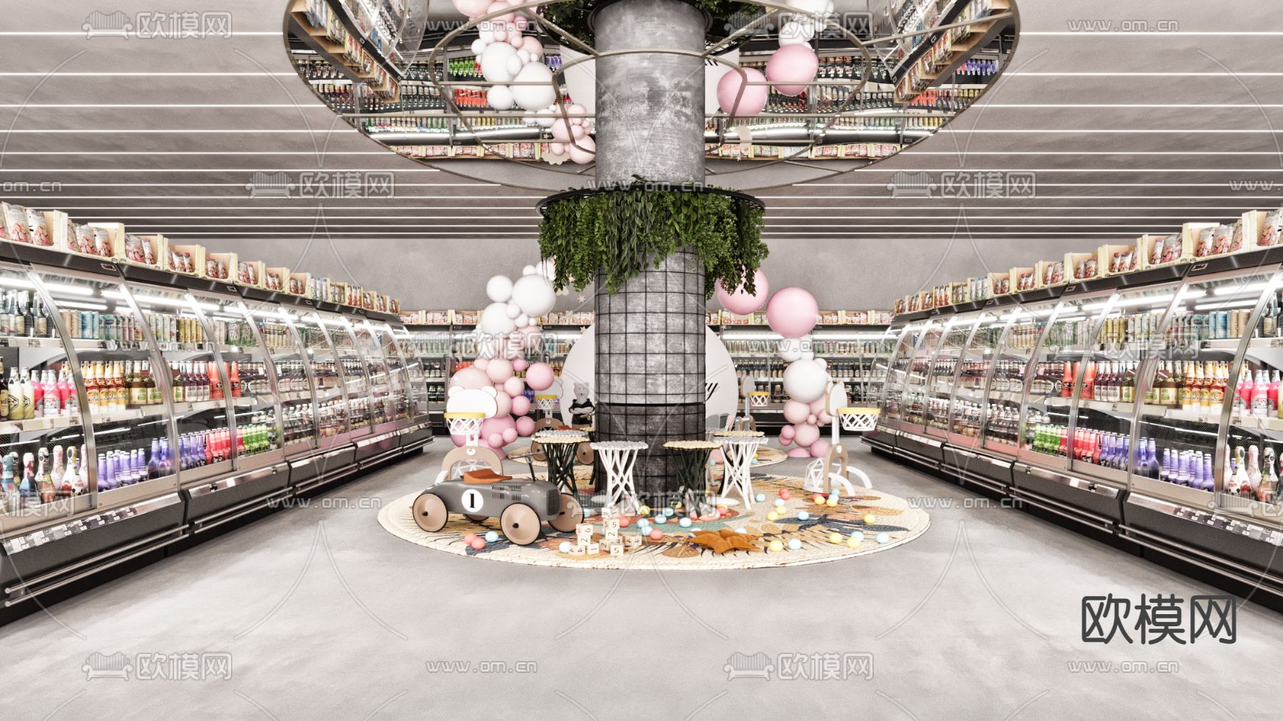 现代超市 零售商店 饮料售卖柜3d模型下载