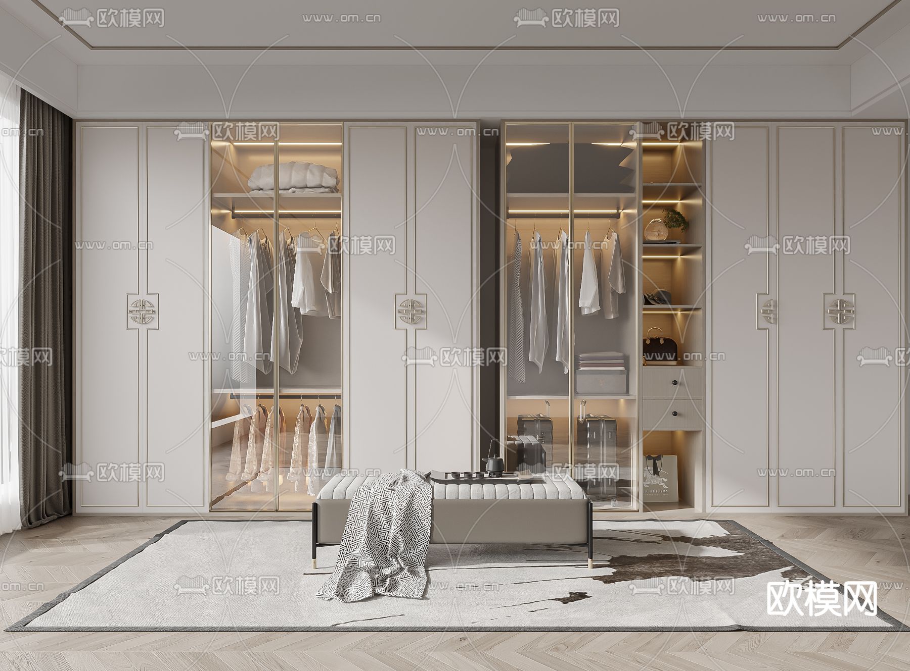 中式衣橱 衣柜3d模型下载