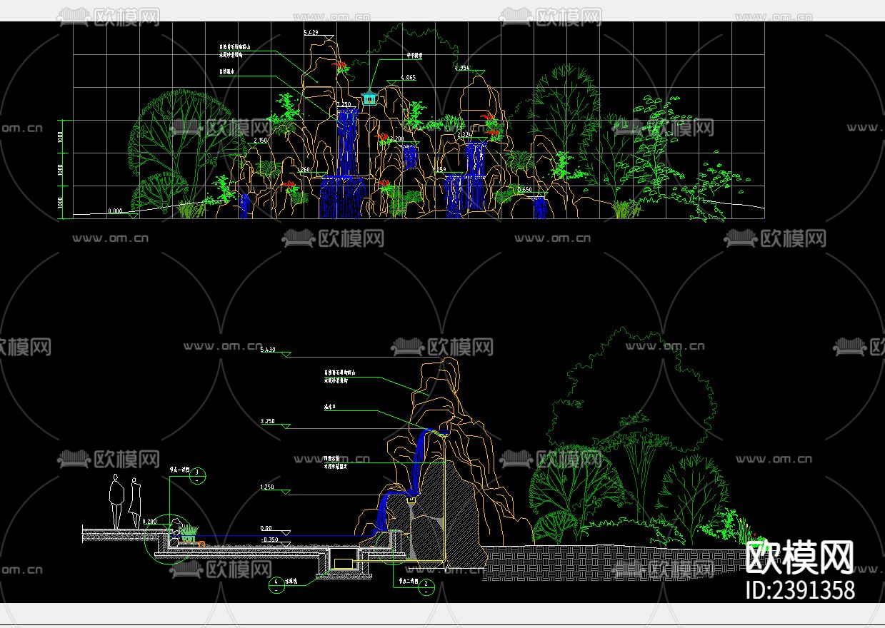 几种假山CAD图库下载（渲染图2）