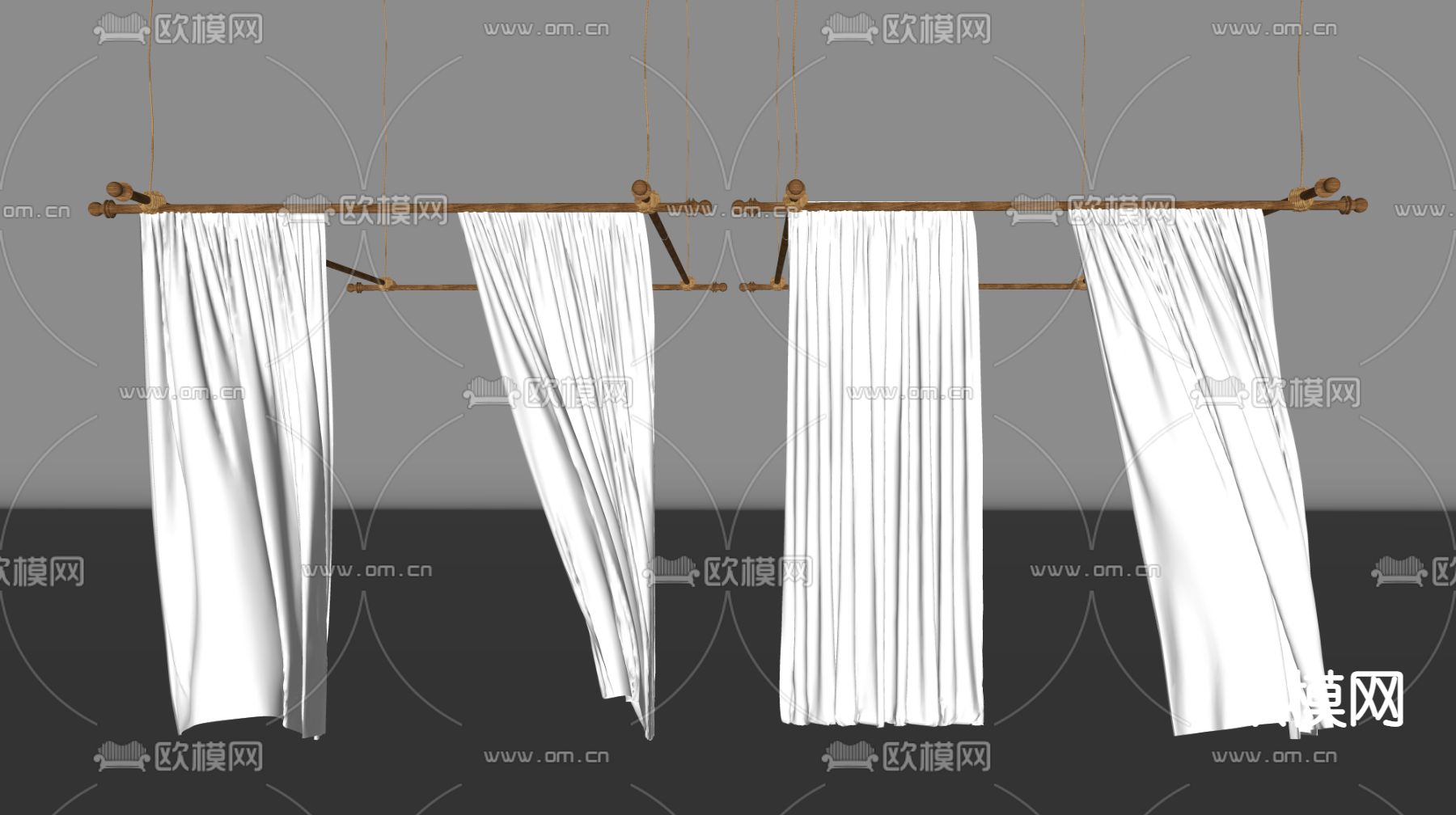 现代帷幔纱帘su模型下载（渲染图2）