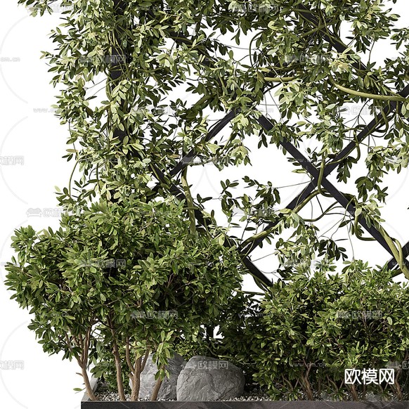 藤蔓植物墙 绿植墙3d模型下载(渲染图2)