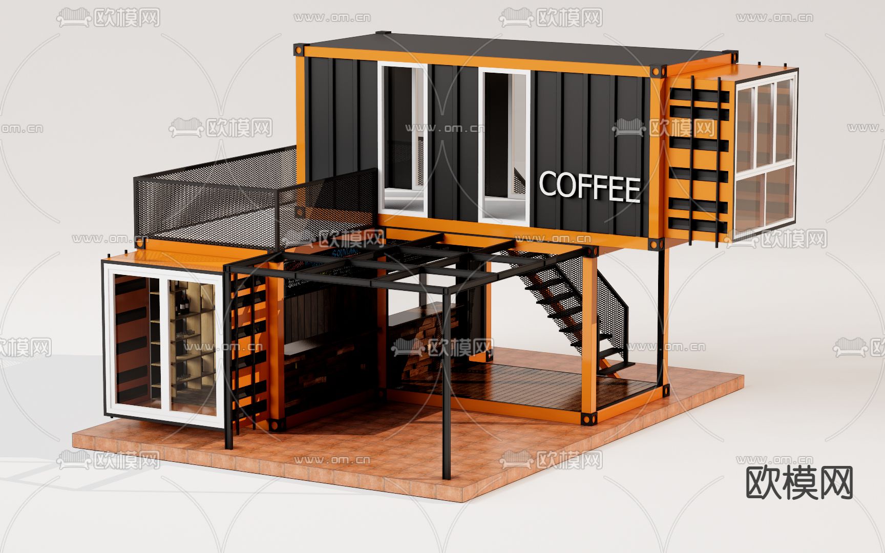 现代集装箱 临时建筑su模型下载_ID12211891_sketchup模型下载-欧模网