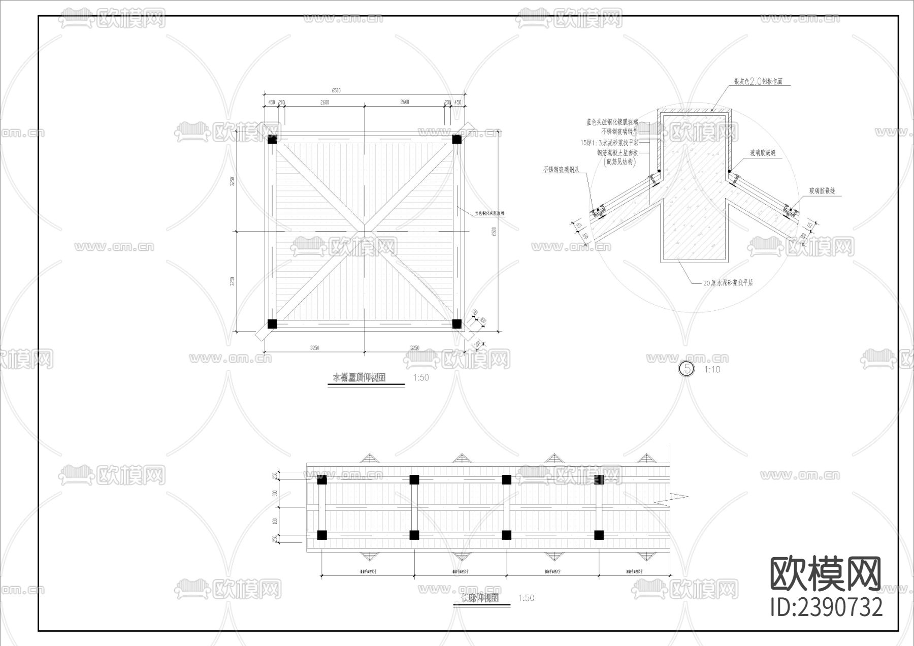 长廊水榭CAD施工图下载（渲染图6）