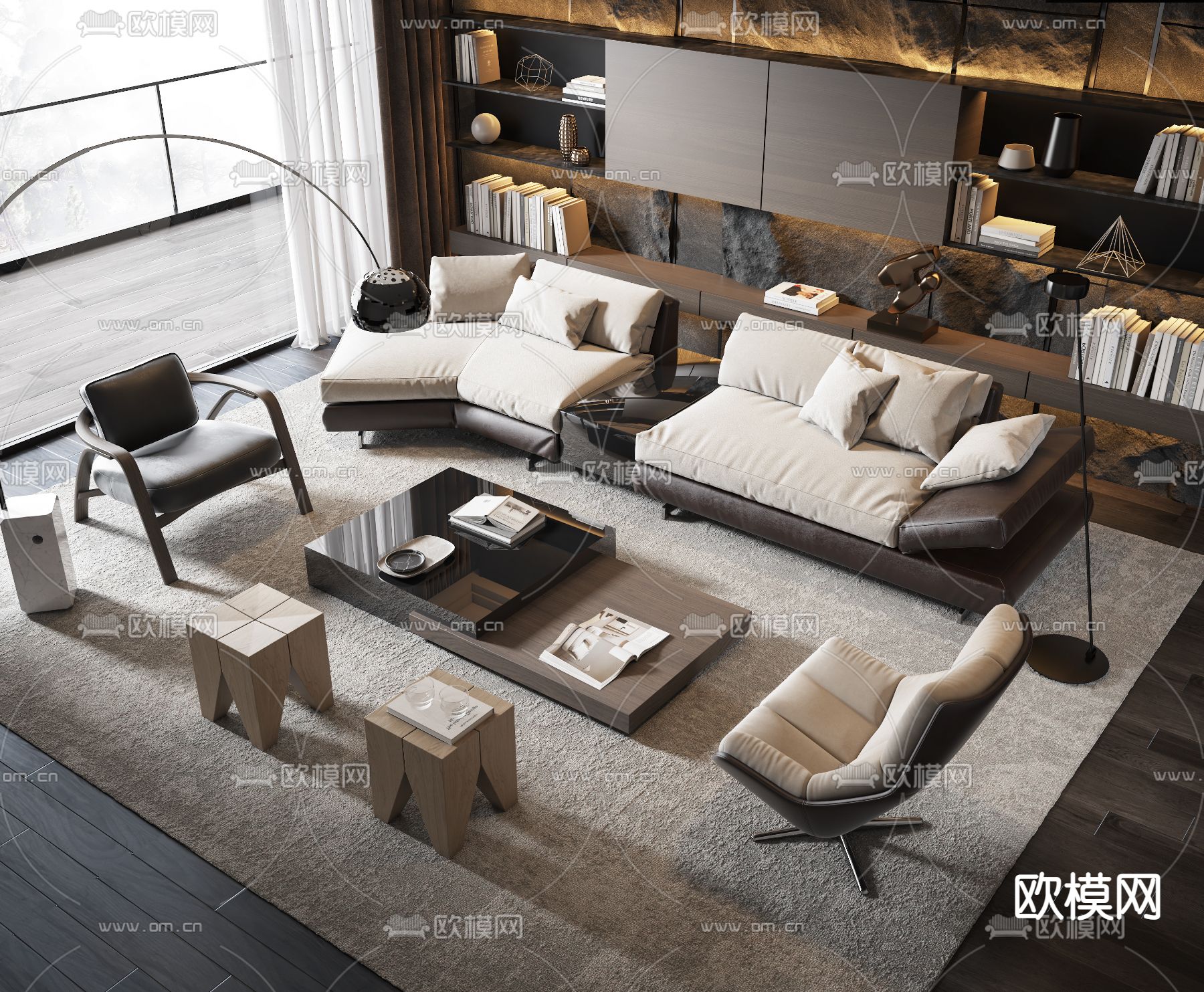 轻奢组合沙发3d模型下载