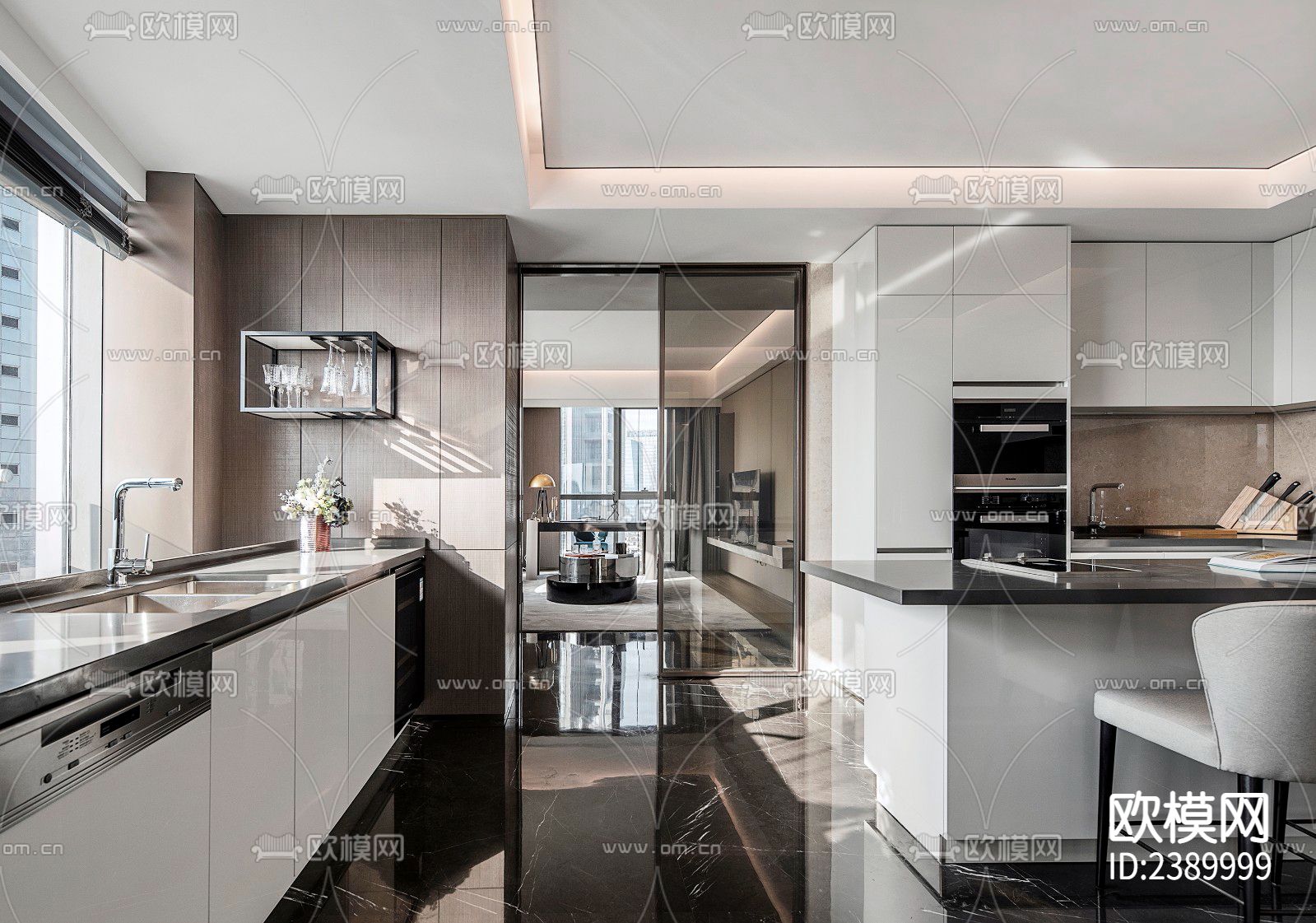 大平层豪宅CAD施工图下载（渲染图6）