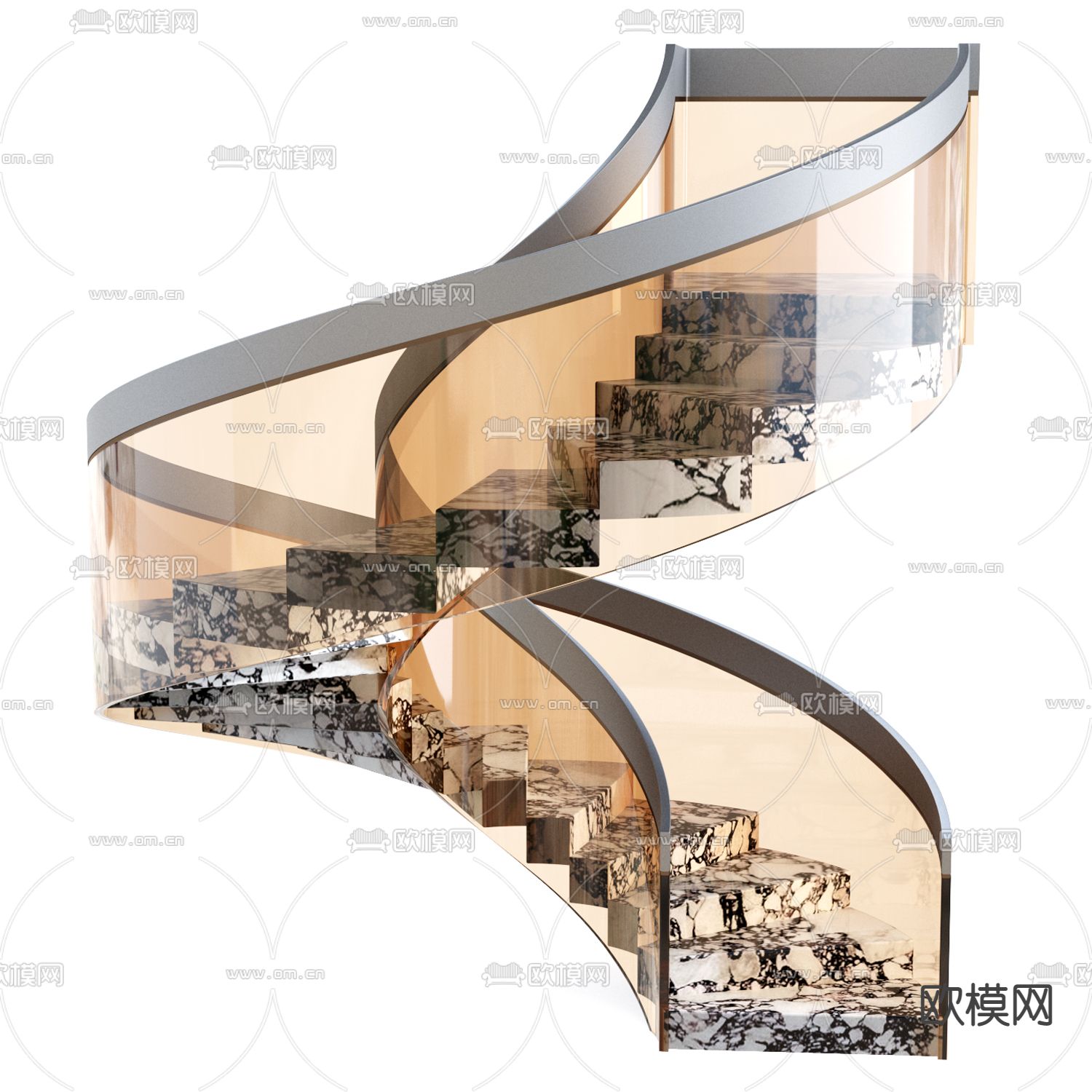 玻璃旋转楼梯3d模型下载