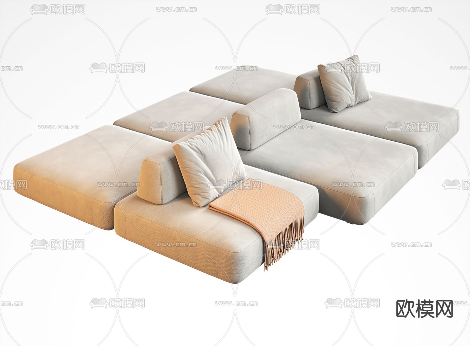 模块沙发3d模型下载_ID12217841_3dmax免费模型-欧模网