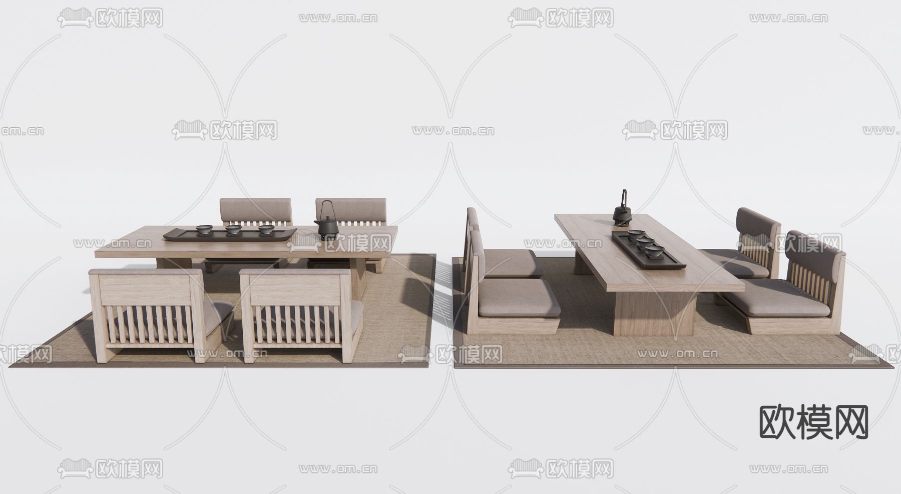 日式榻榻米茶桌椅3d模型下载