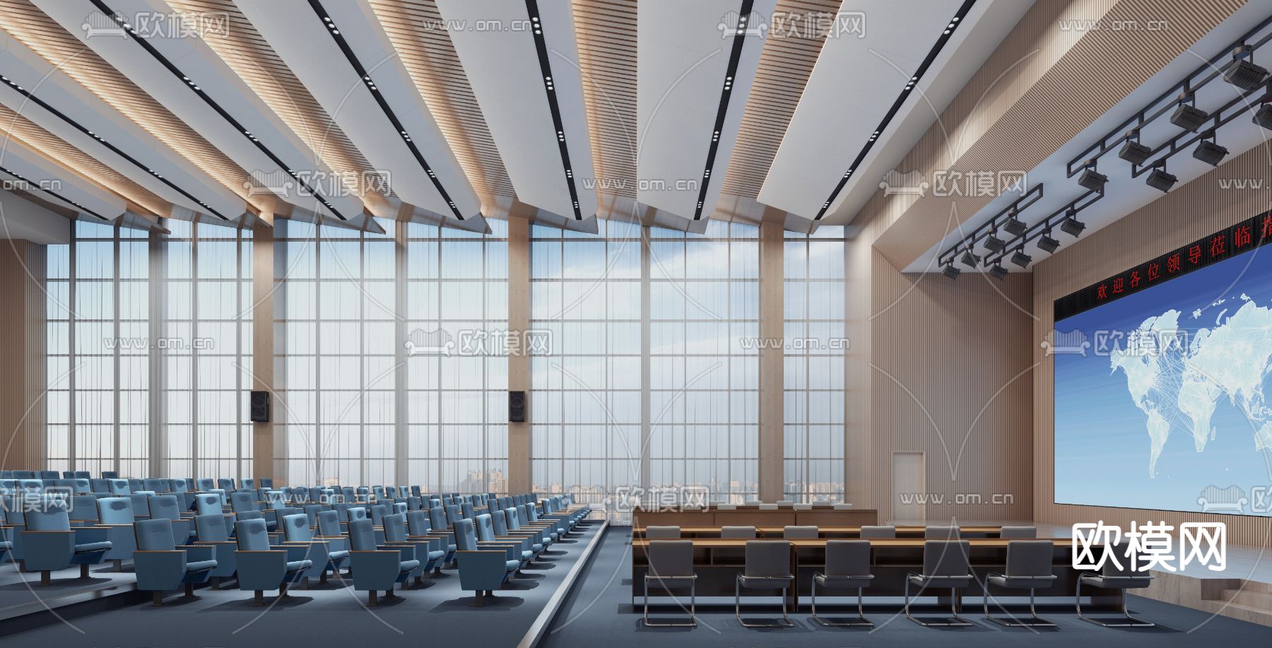 现代报告大厅3d模型下载（渲染图2）