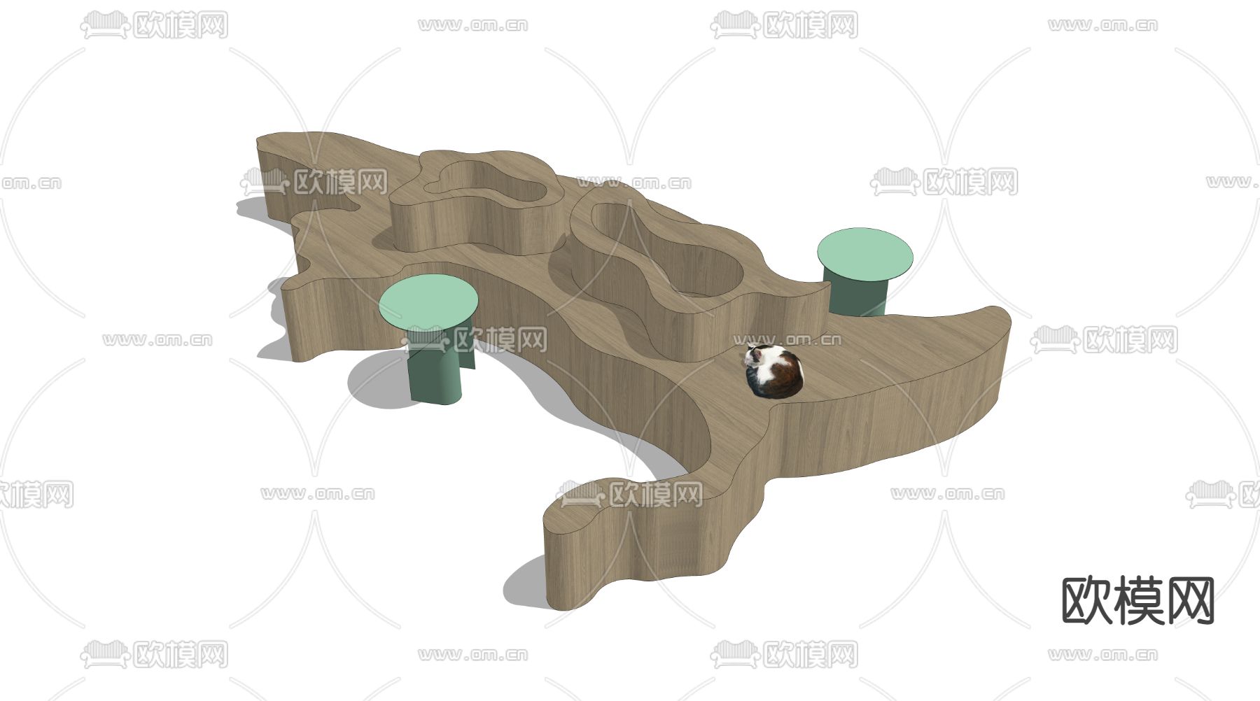 现代异形公共沙发su模型下载（渲染图2）