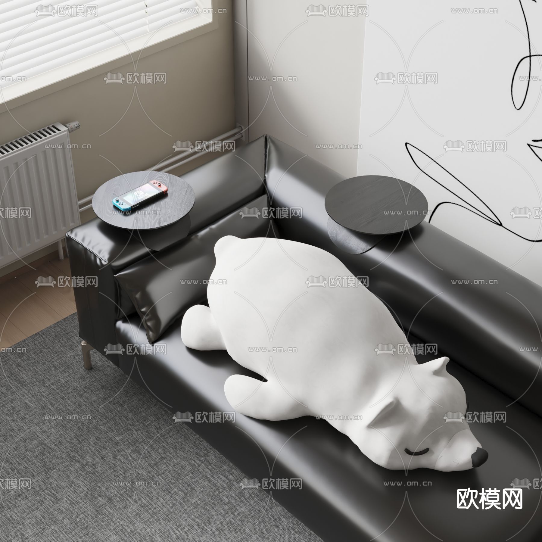 北极熊抱枕 卡通抱枕3d模型下载