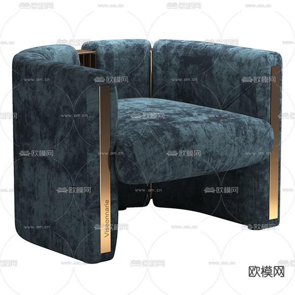 现代布艺休闲椅3d模型下载(渲染图1)