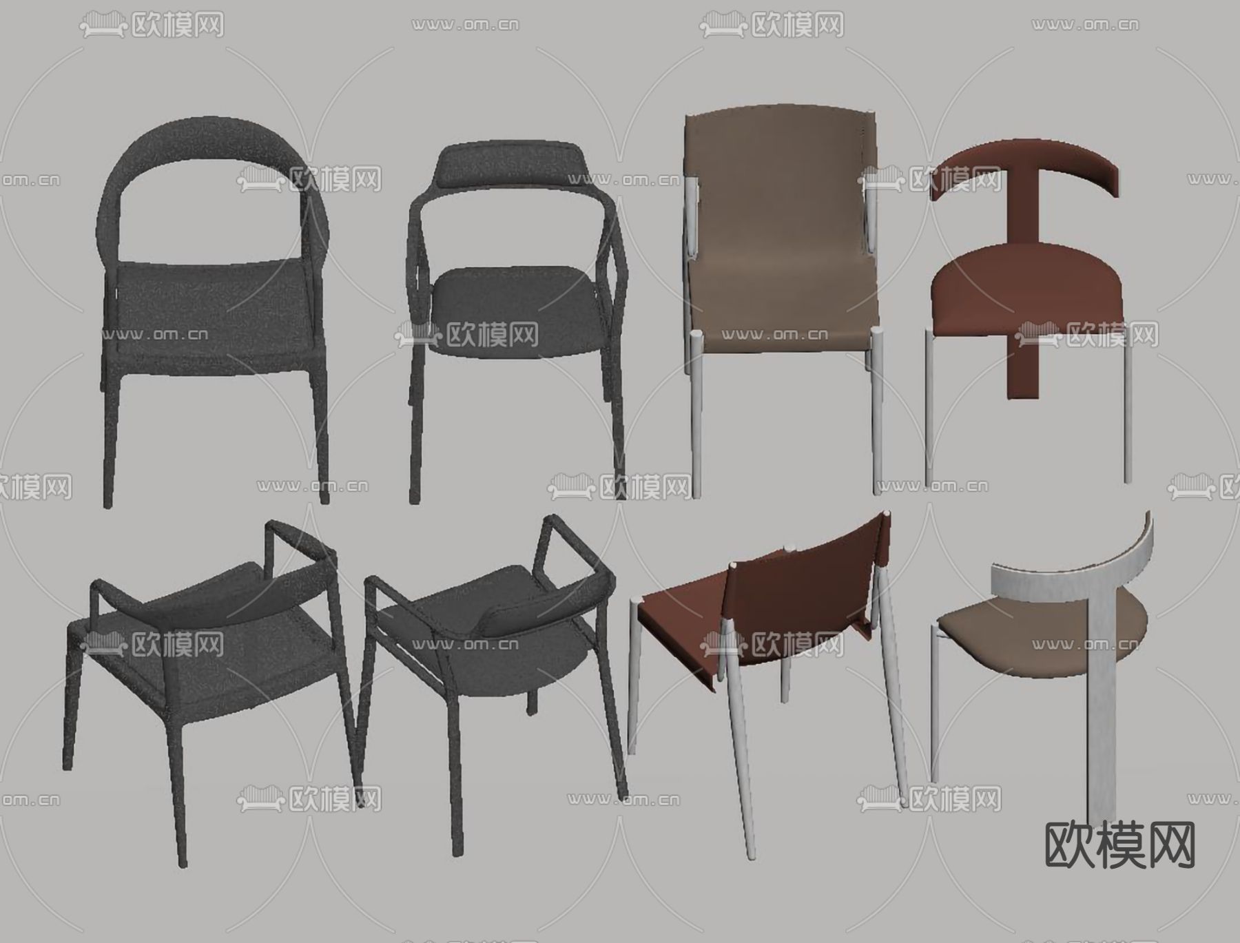 现代单椅 椅子 餐椅su模型下载（渲染图2）