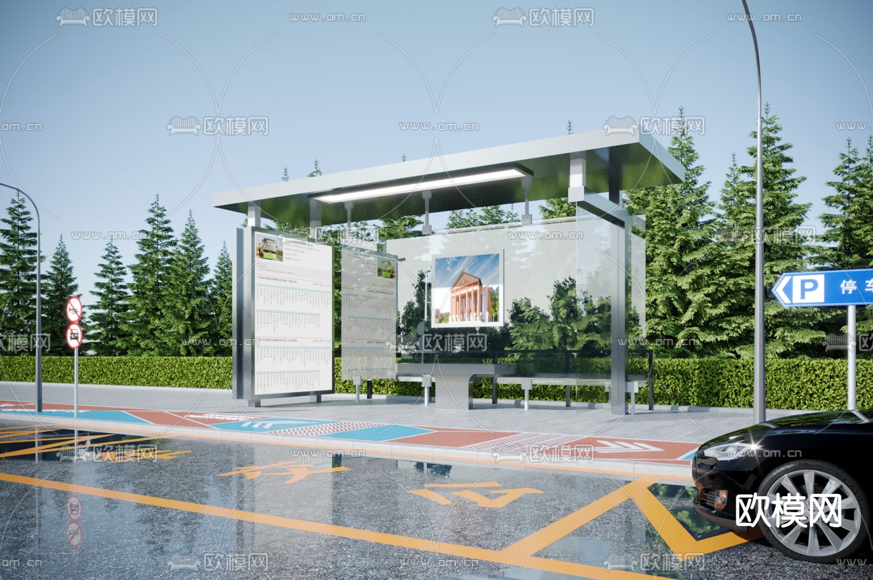 公交车站台 候车亭3d模型