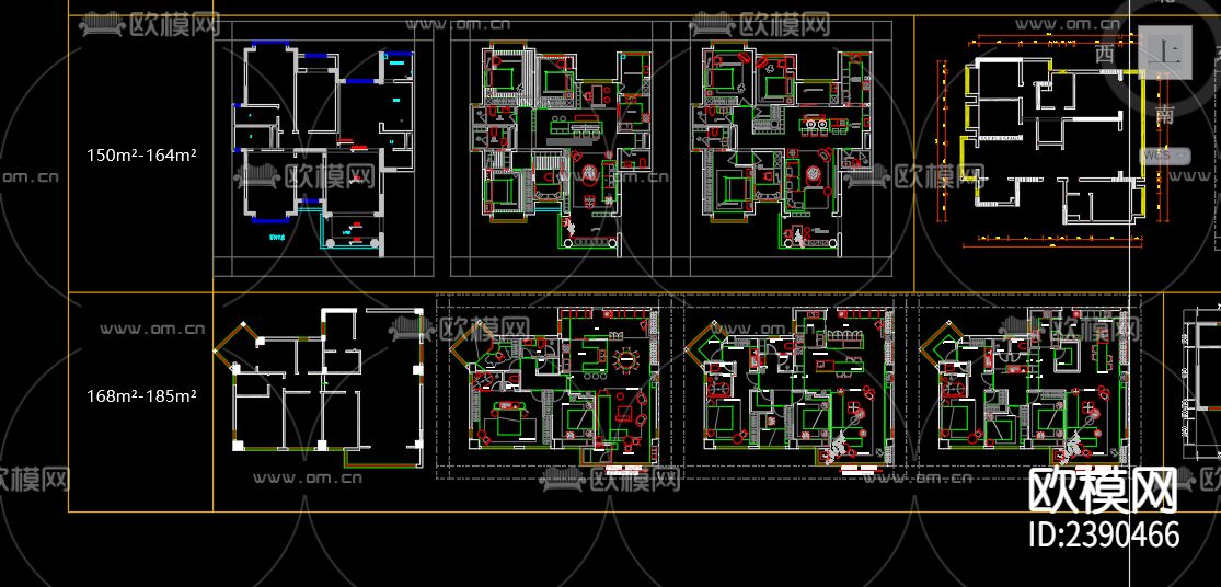500套户型优化CAD图库下载（渲染图3）