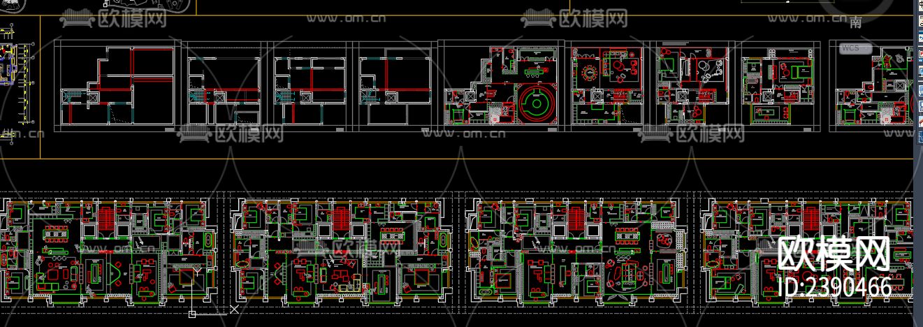 500套户型优化CAD图库下载（渲染图7）