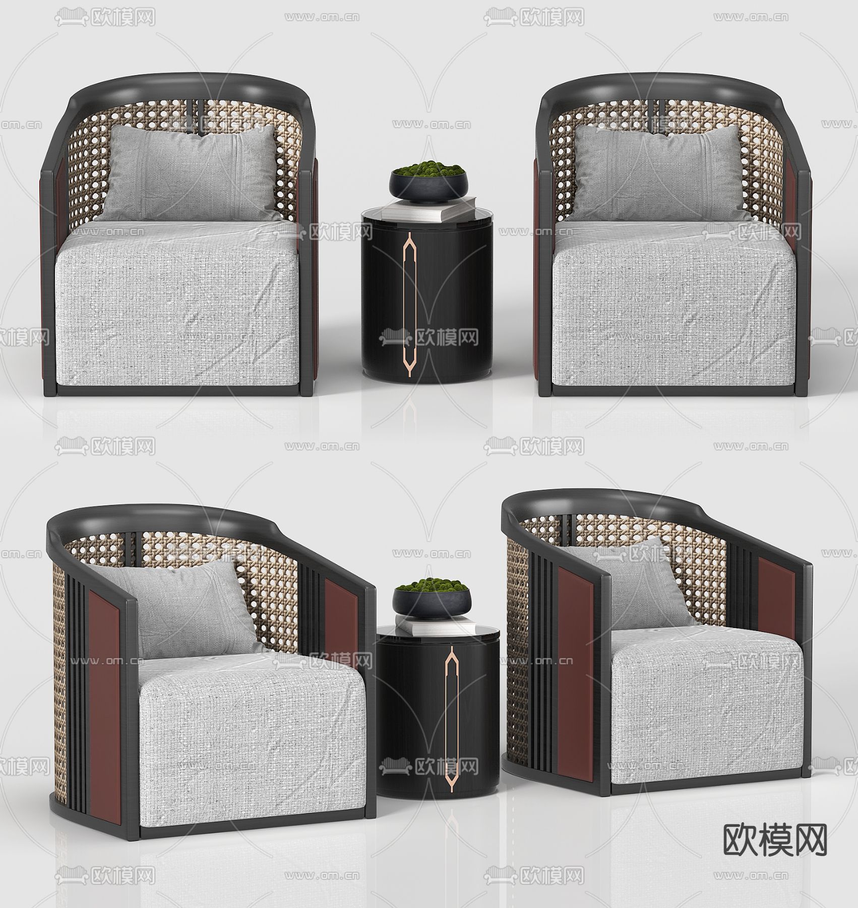 新中式单人沙发 休闲沙发3d模型下载