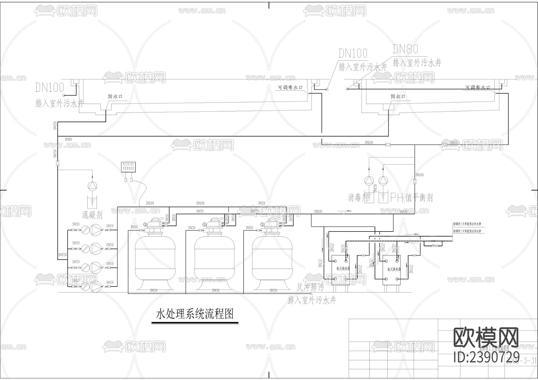 游泳池设备CAD施工图下载（渲染图5）