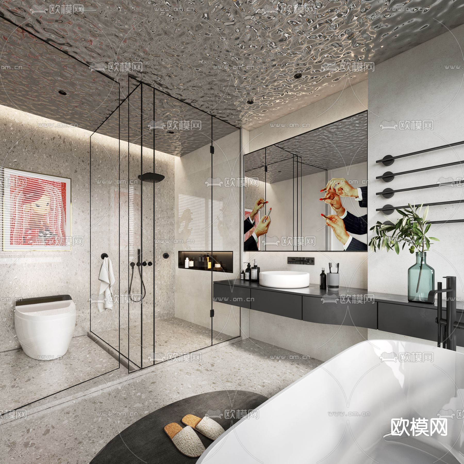 现代浴室卫生间su模型