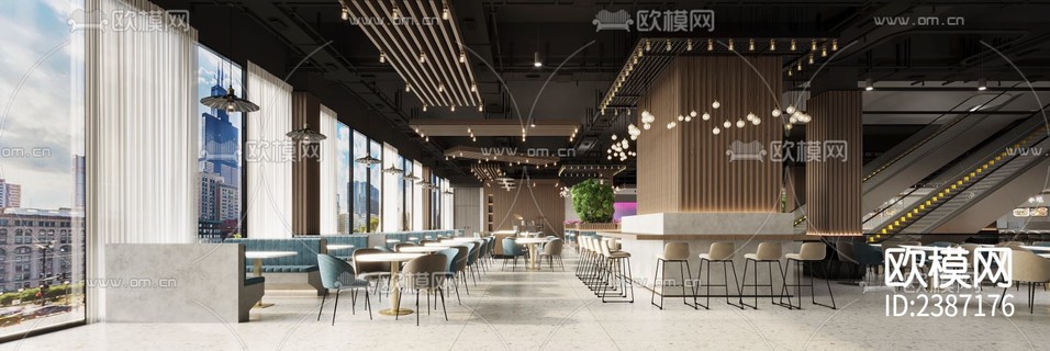 學(xué)校食堂CAD施工圖下載(渲染圖2)