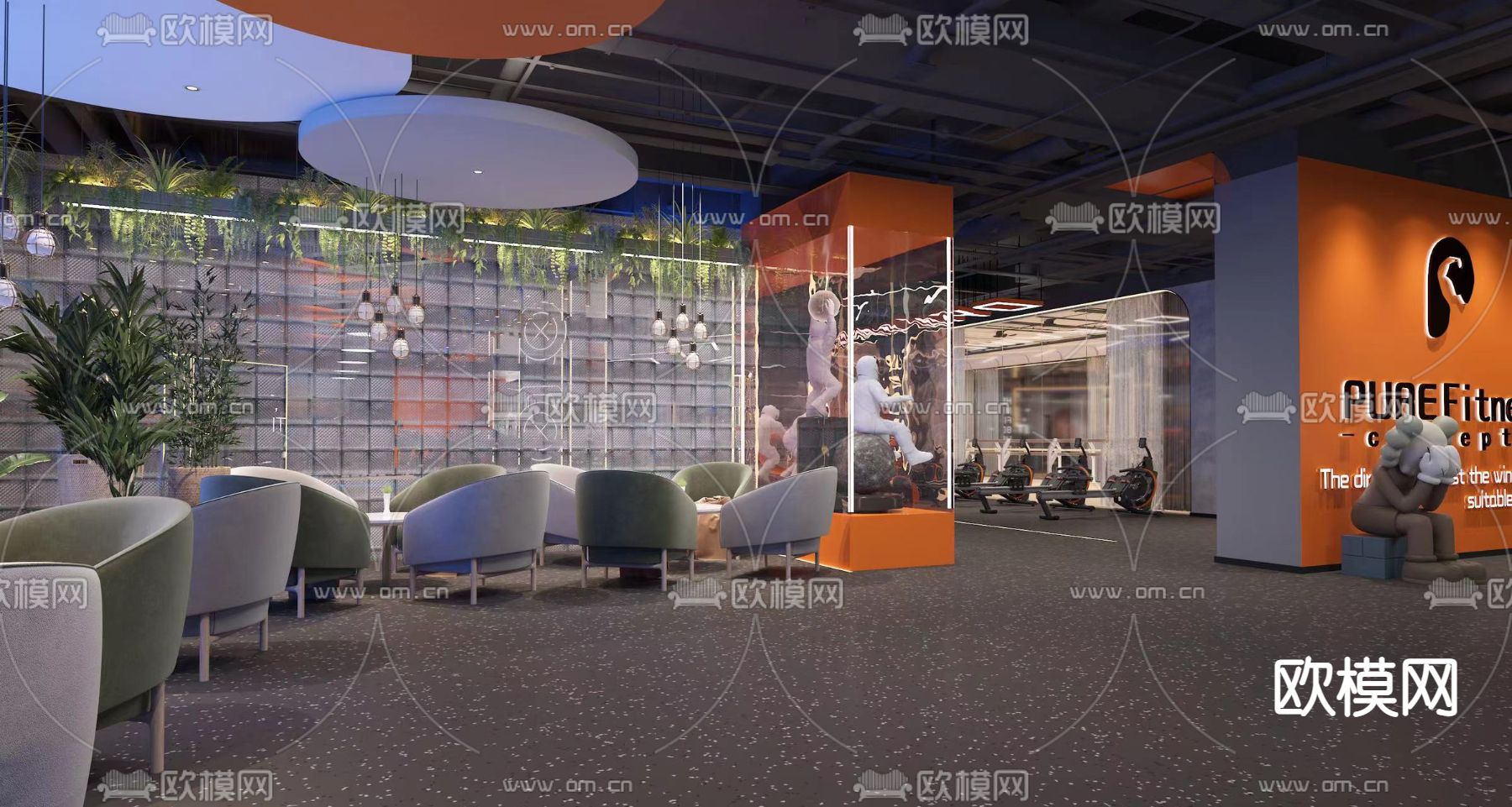 现代健身房3d模型下载（渲染图2）