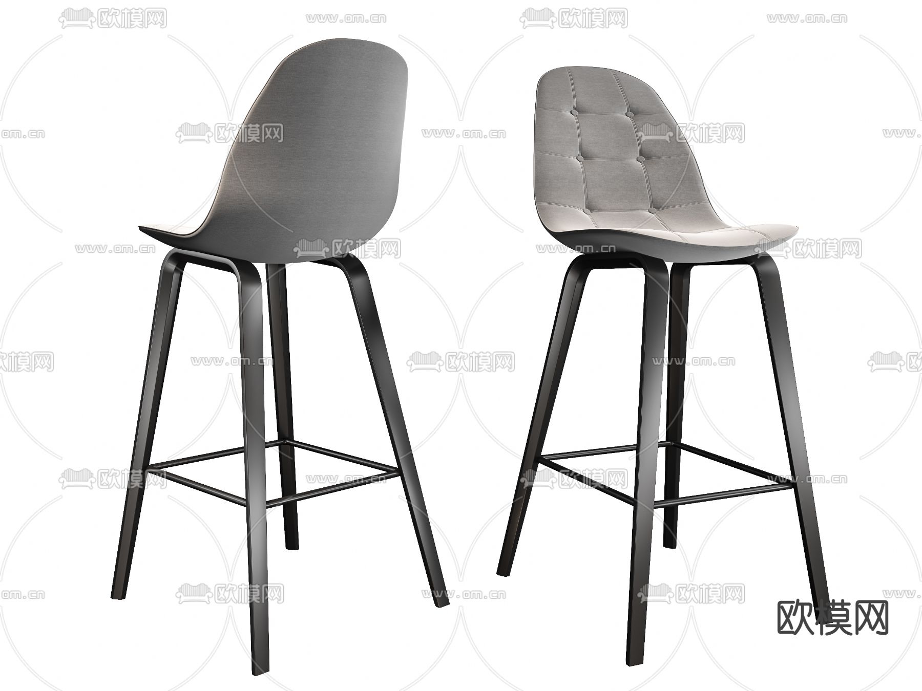 靠背吧台椅 吧凳3d模型下载（渲染图2）