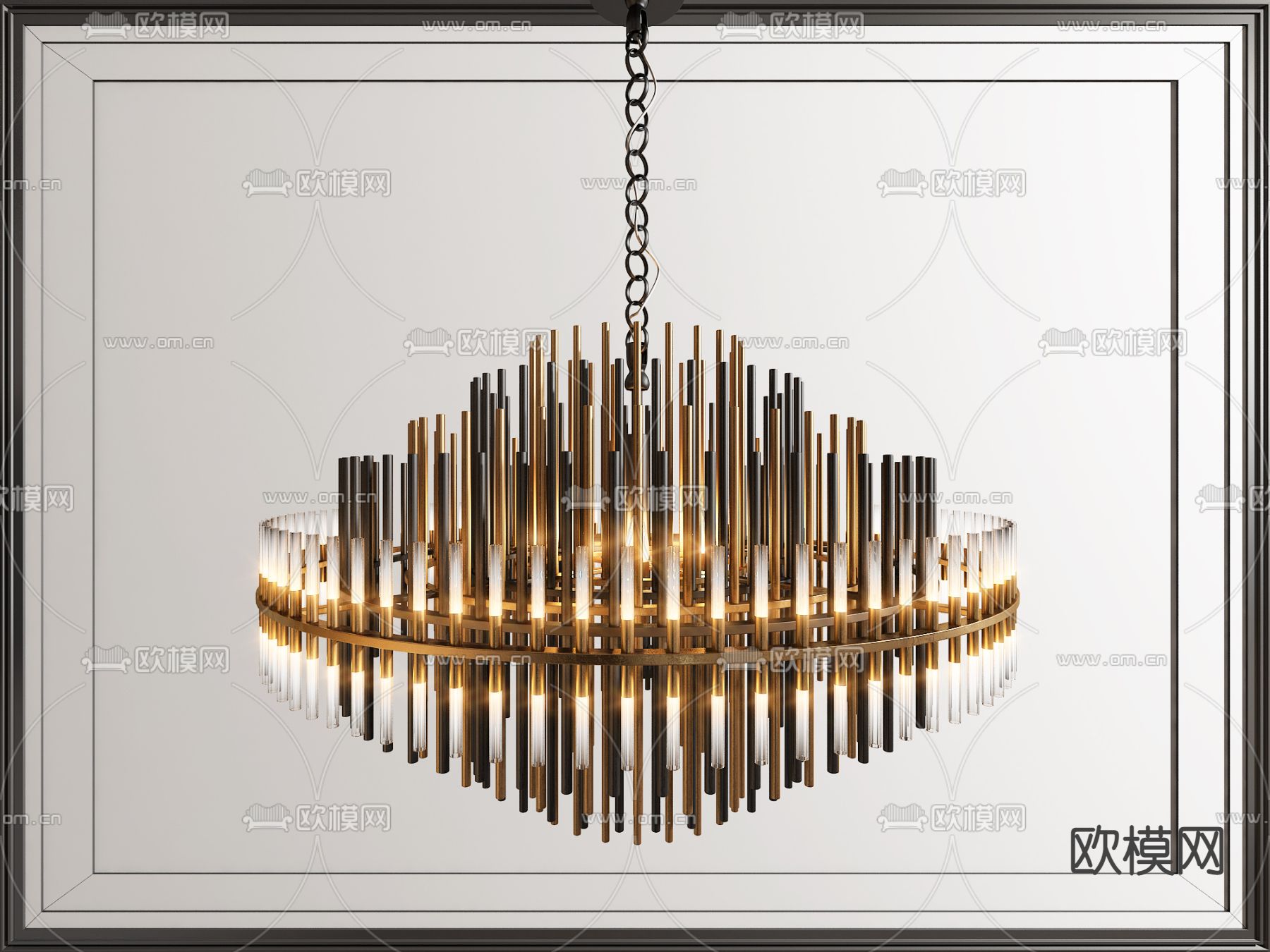 轻奢金属水晶吊灯3d模型下载