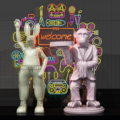  现代潮玩雕塑公仔su模型 