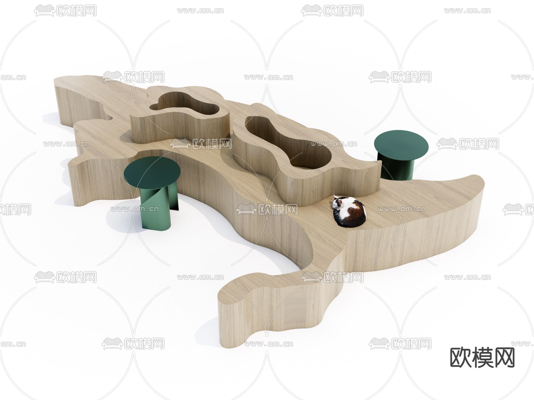 现代异形公共沙发su模型下载（渲染图1）
