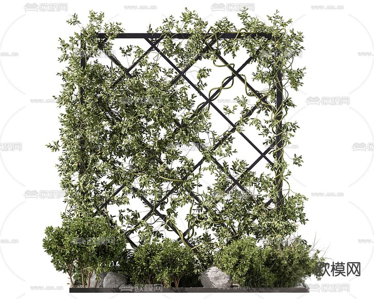 藤蔓植物墙 绿植墙3d模型下载(渲染图1)
