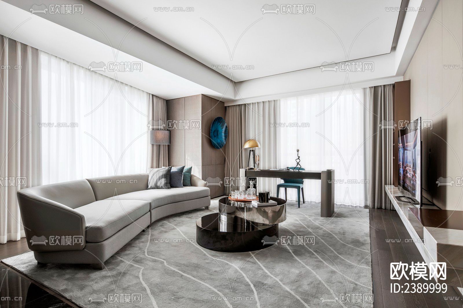 大平层豪宅CAD施工图下载（渲染图5）