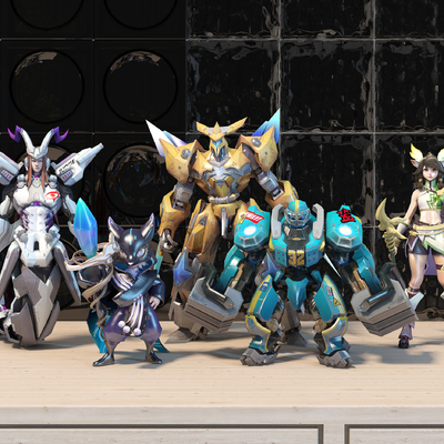  王者荣耀英雄群像潮玩 手办su模型 