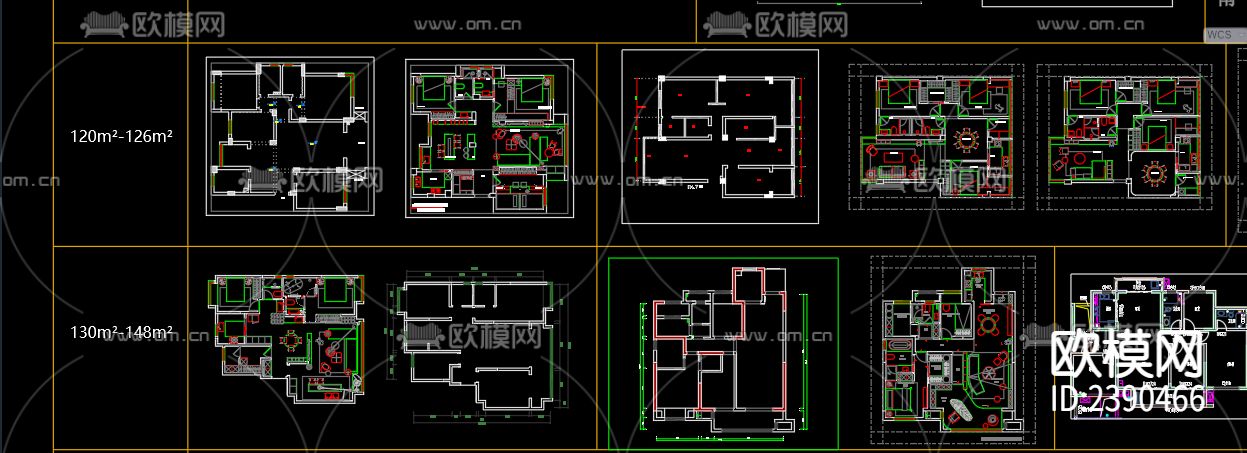 500套户型优化CAD图库下载（渲染图1）
