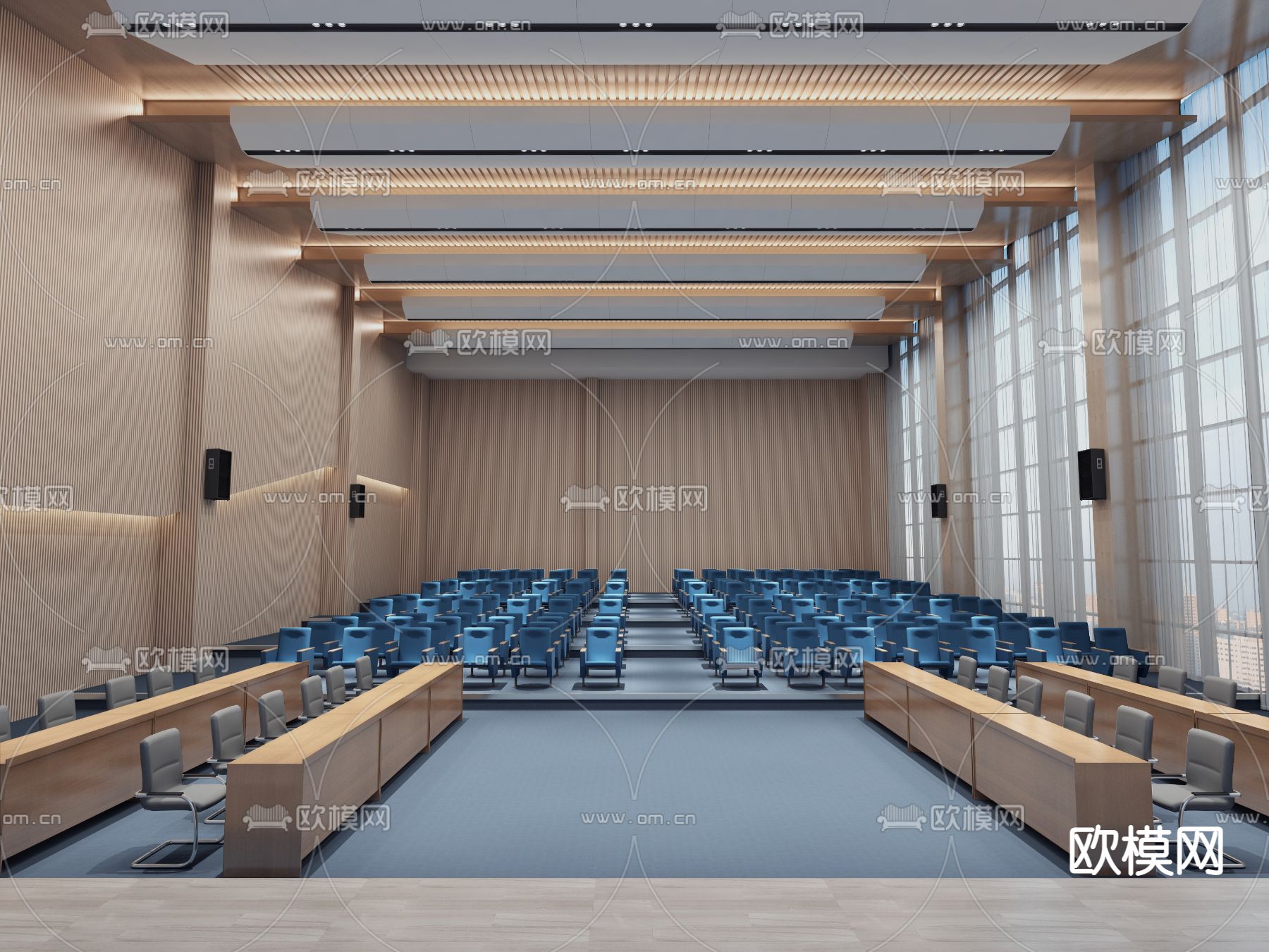 现代报告大厅3d模型下载（渲染图1）