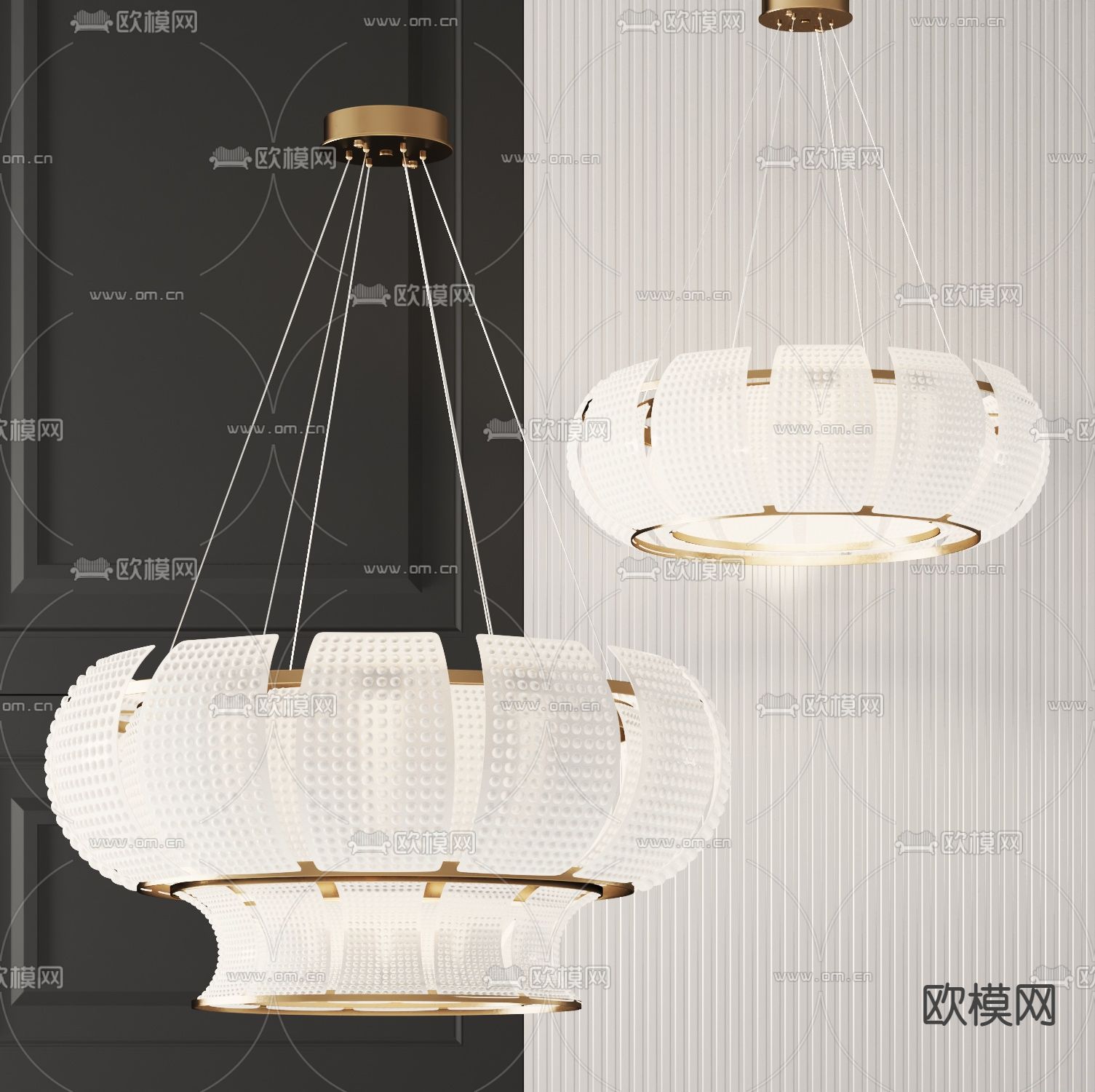 轻奢环形吊灯3d模型下载