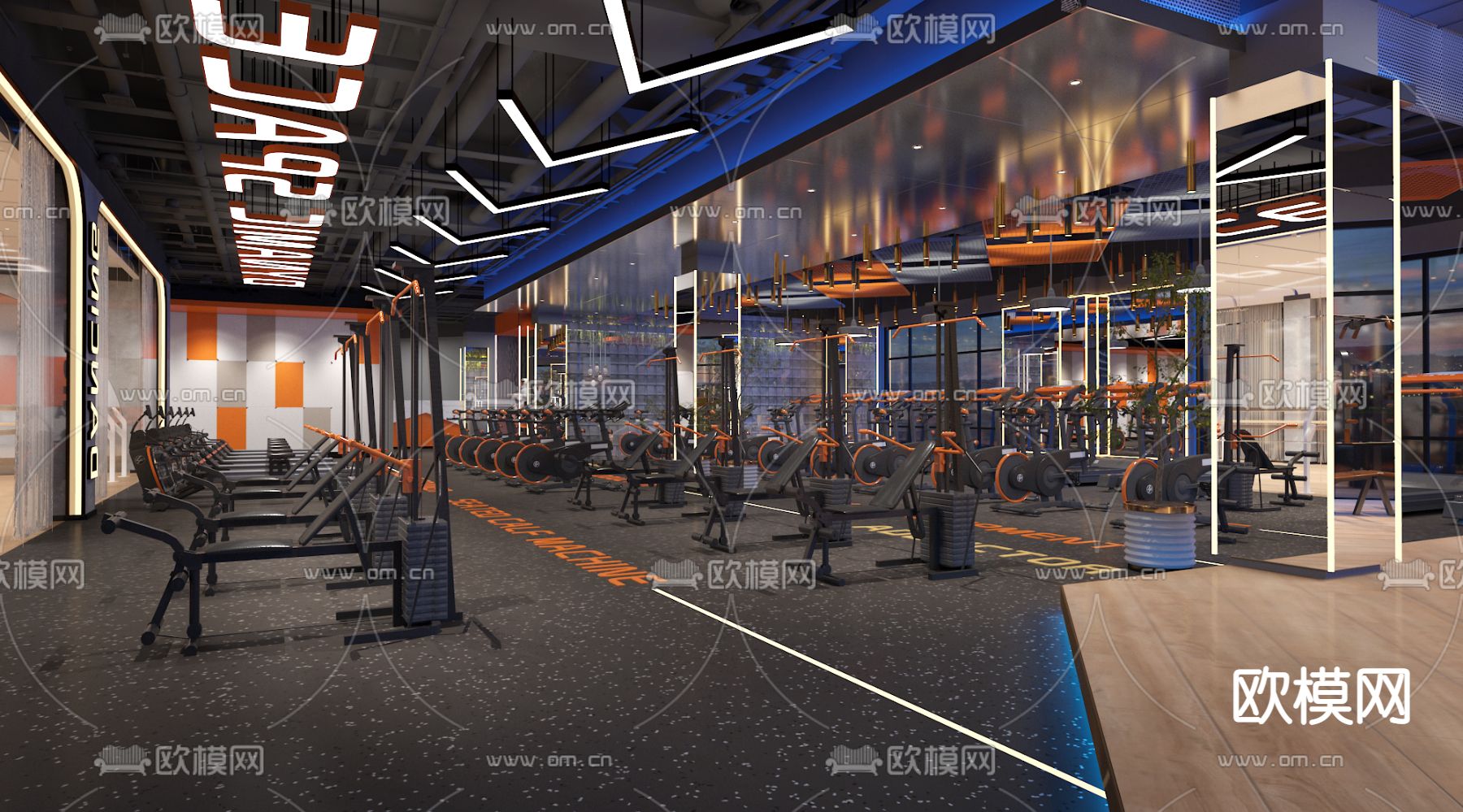 现代健身房3d模型下载（渲染图1）