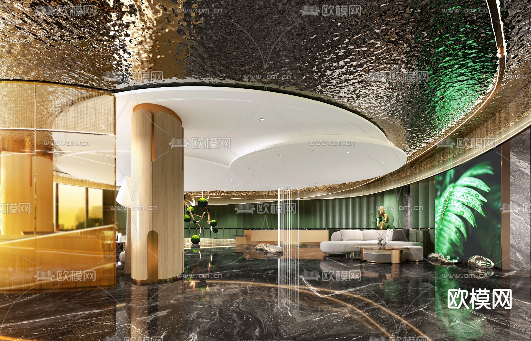 现代会所大厅3d模型下载（渲染图3）