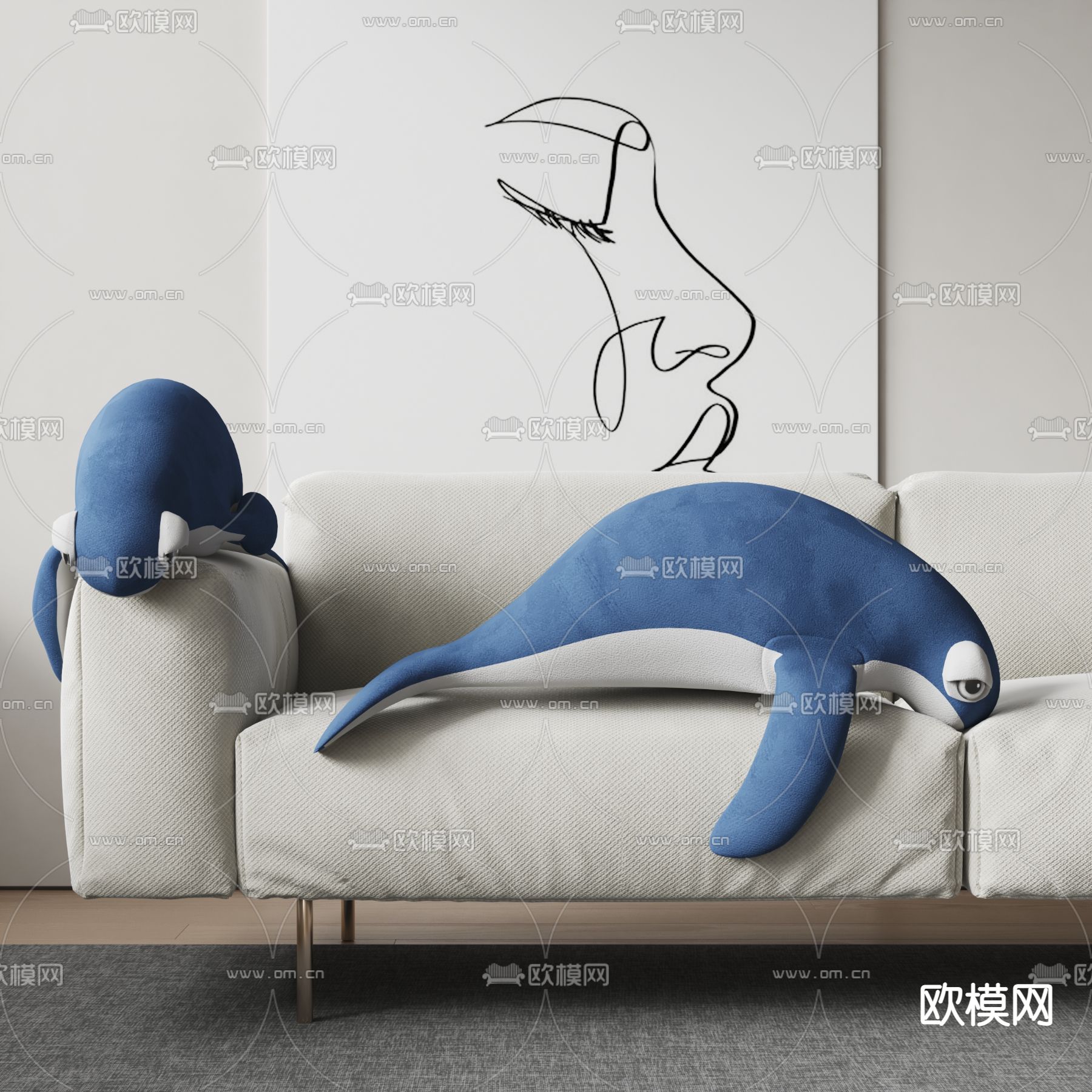 儿童抱枕 鲸鱼抱枕3d模型下载