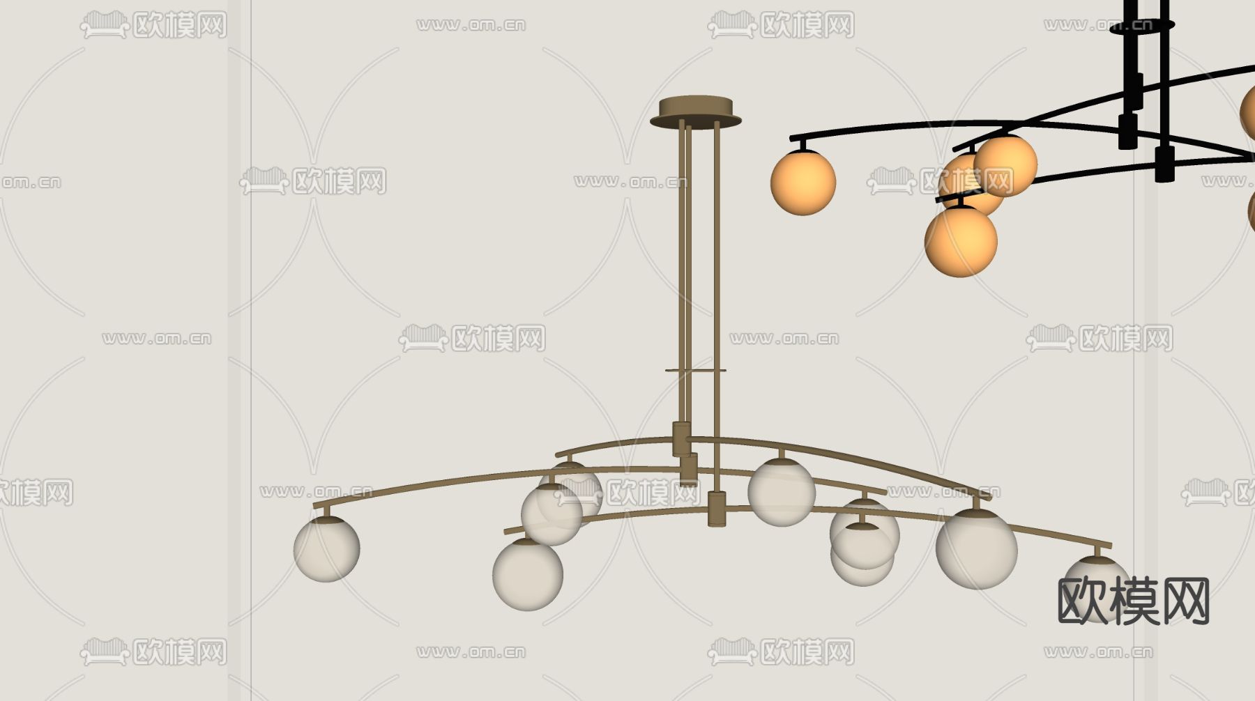 现代灯泡吊灯su模型