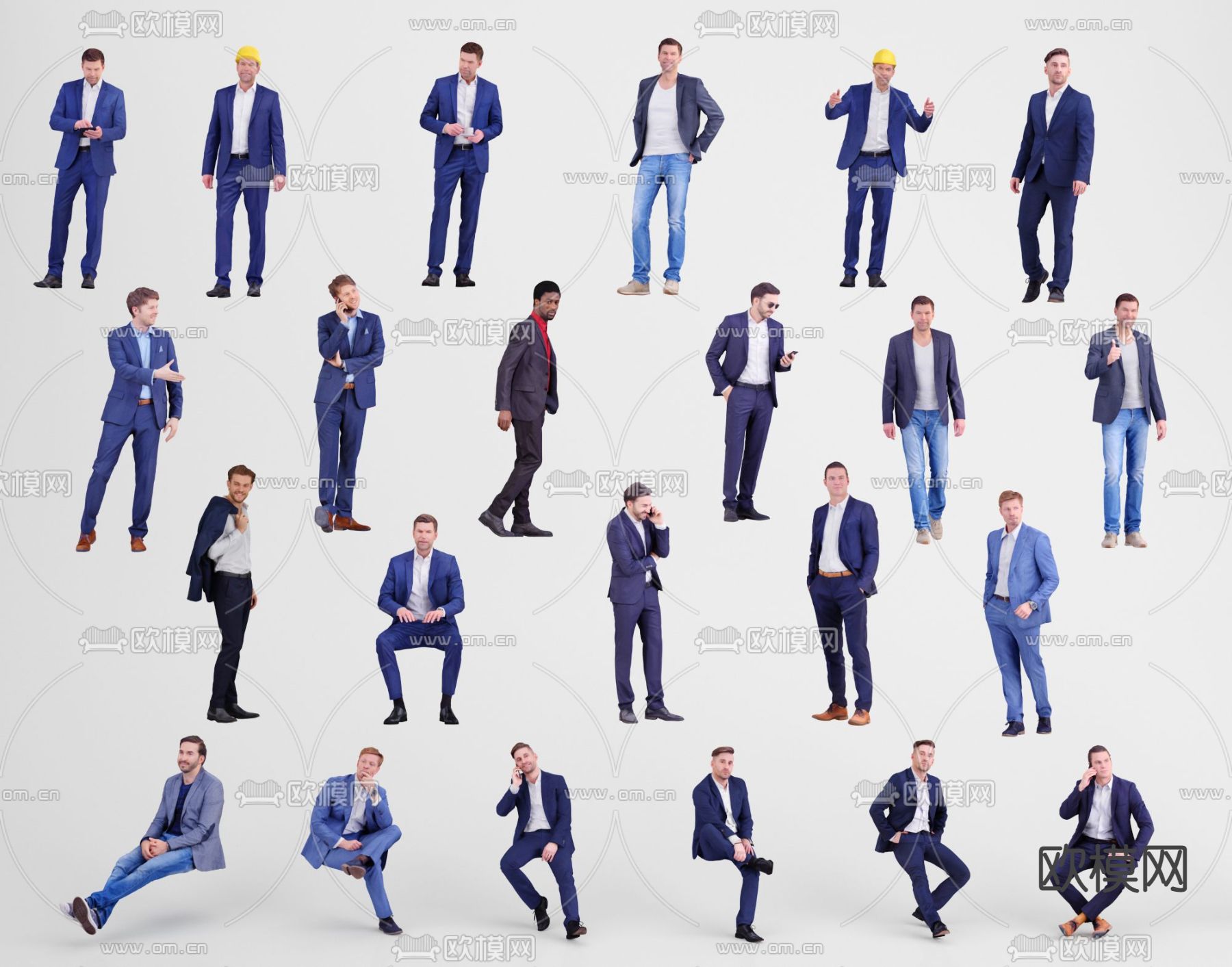 现代休闲人物3d模型下载