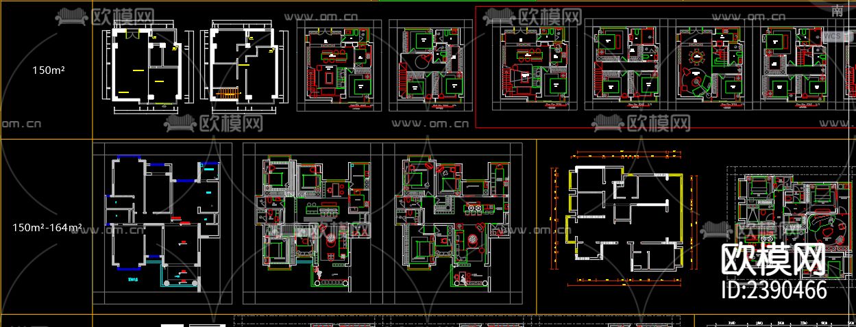 500套户型优化CAD图库下载（渲染图4）
